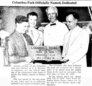Columbus Park Dedication